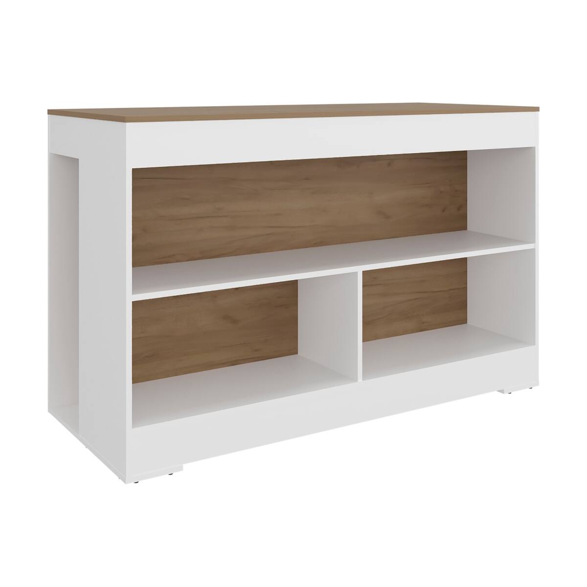 Angle. Loheer - Loheer White and Natural Oak Kitchen Island with 3 Open Shelves - White/Natural.
