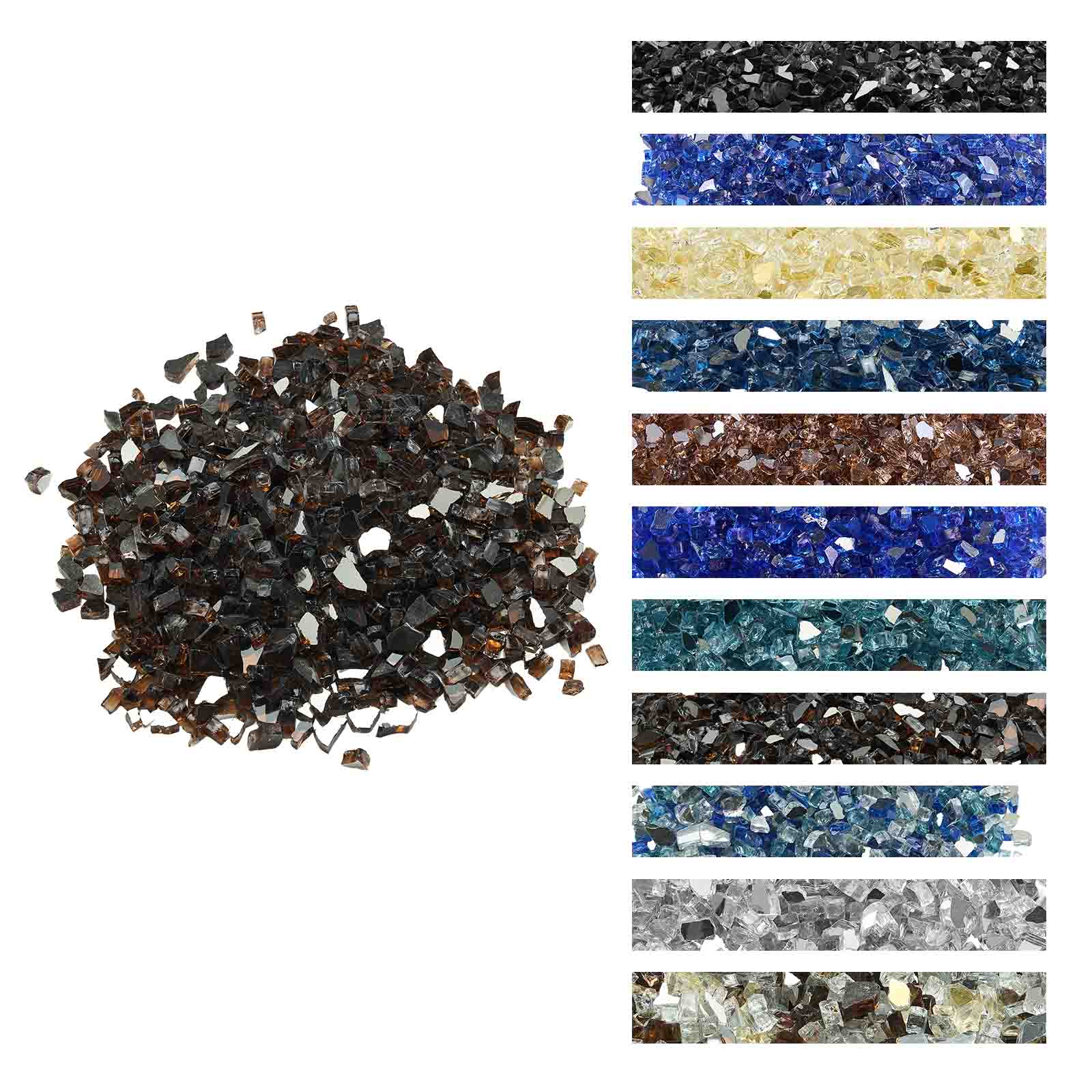 VEVOR - Fire Glass, 10 LBS / 4.5 KG High-Temperature Resistant Fireplace Rocks, 1/2-Inch / 12.7 mm Reflective & Smokeless Glass - Red Brown Copper