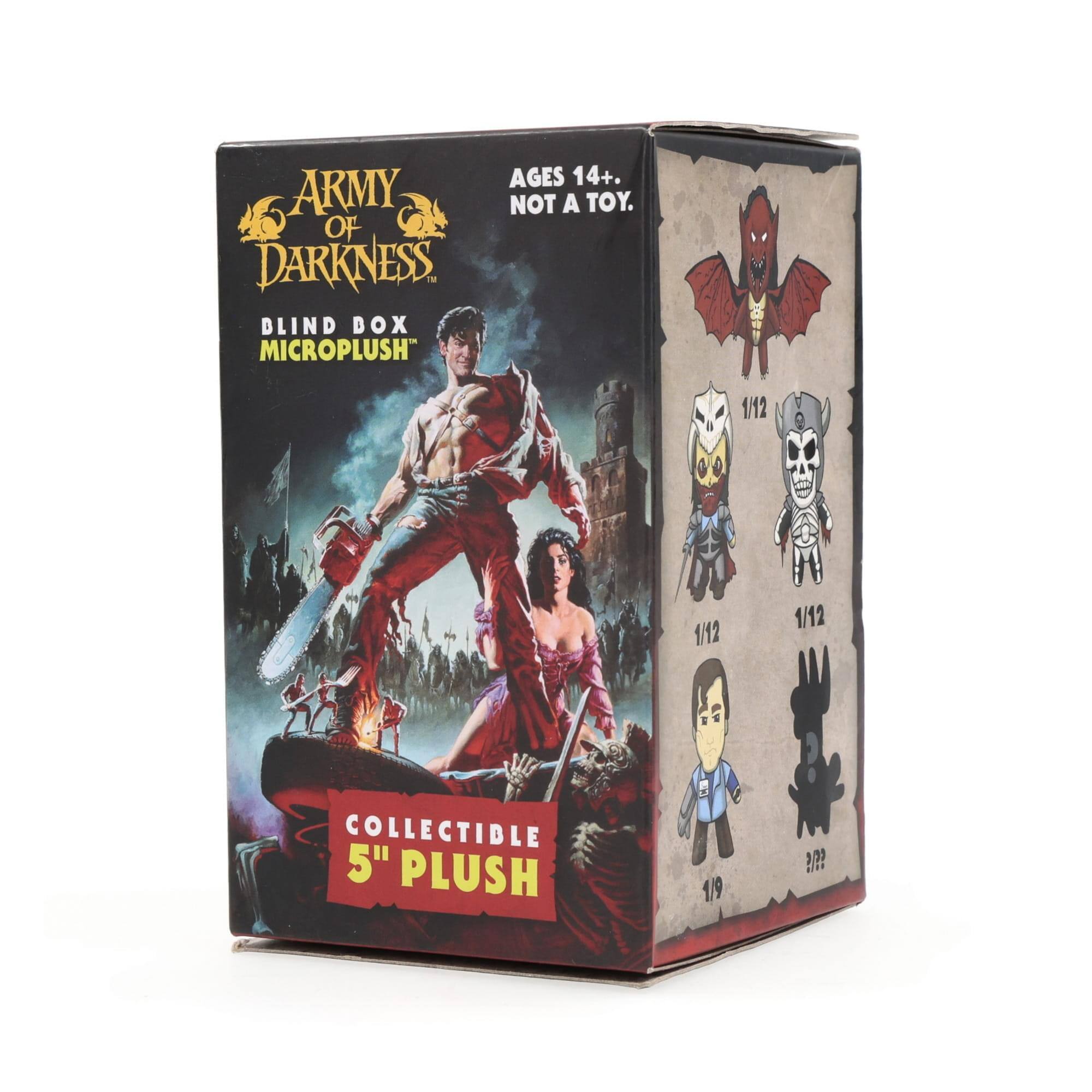 AGES 14+. ARMY OF DARKNESS. NOT A TOY. BLIND BOX MICROPLUSH 1/12 1/12 1/12 COLLECTIBLE 5" PLUSH 1/19 3/90