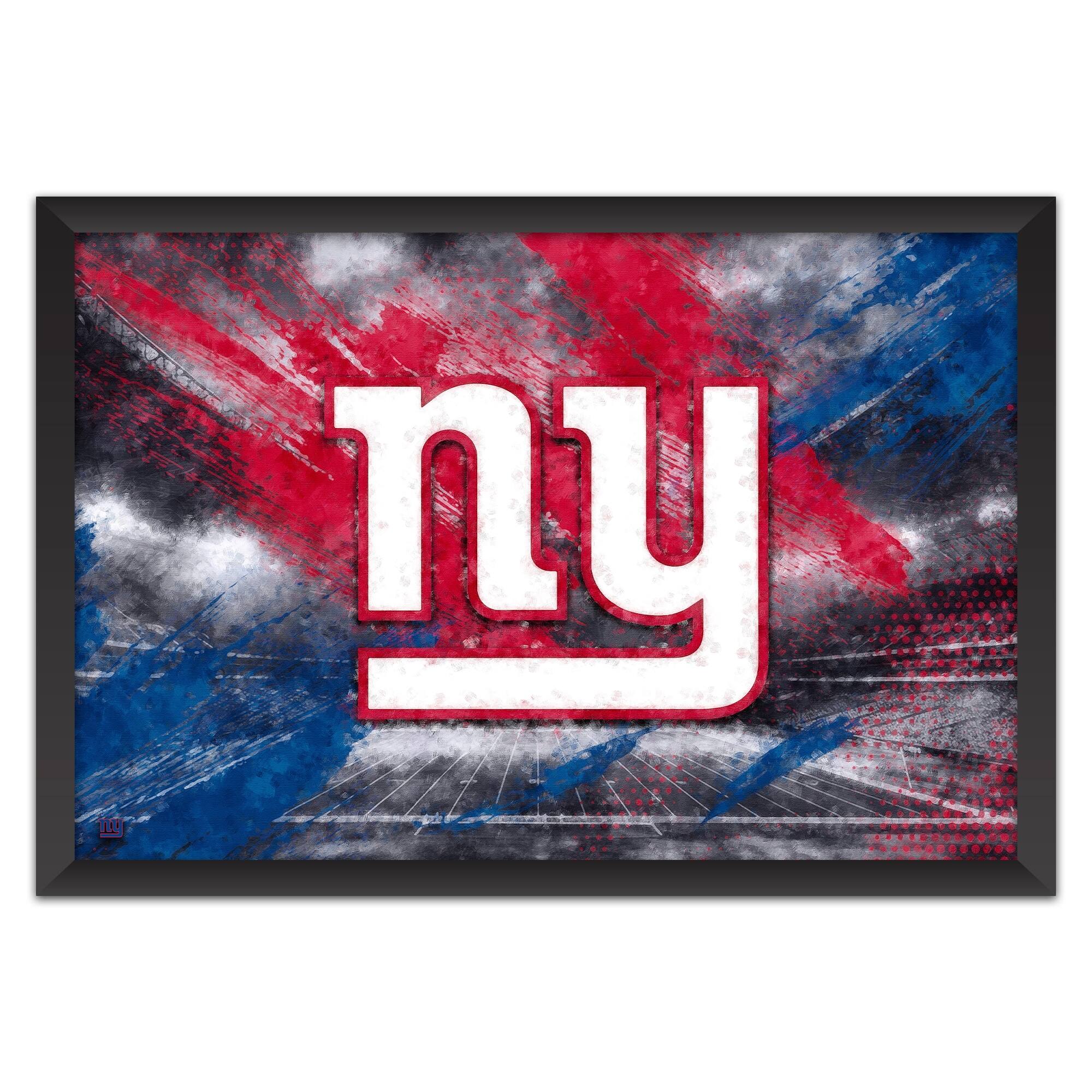 New York Giants 27" x 39" Brush Stroke Logo Framed Art Print