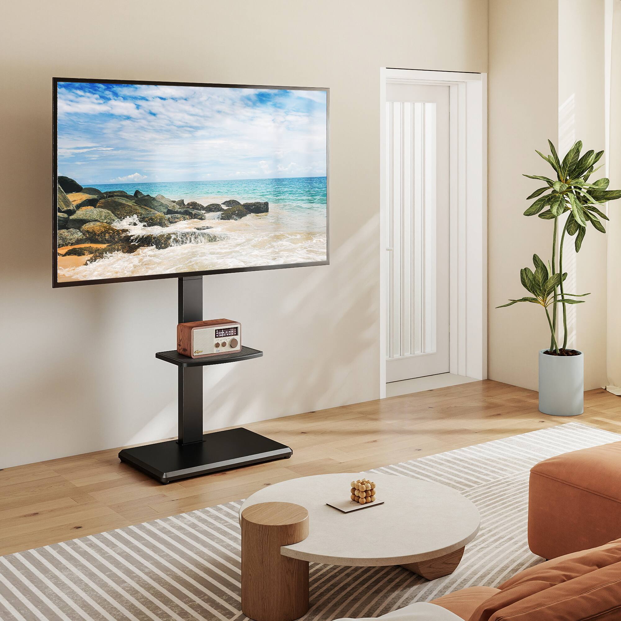 Alt View 3. Rfiver - Suitable for 32-75 inch flat-panel curved TV stands - Black.