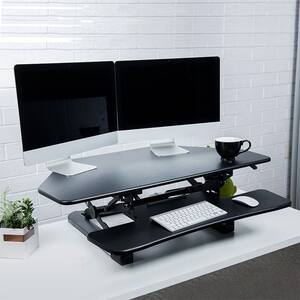 Alt View 7. FlexiSpot - FlexiSpot 41"W Manual Corner Sit-Stand Desk Converter, Black - Black.