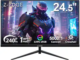 Z Z-Edge - 24.5" 1080P 1920 x 1080 240 Hz 1 ms Flat Panel Gaming Monitor, FreeSync Compatible, 350cd/m², HDMI x 2, DP x 1 - Black