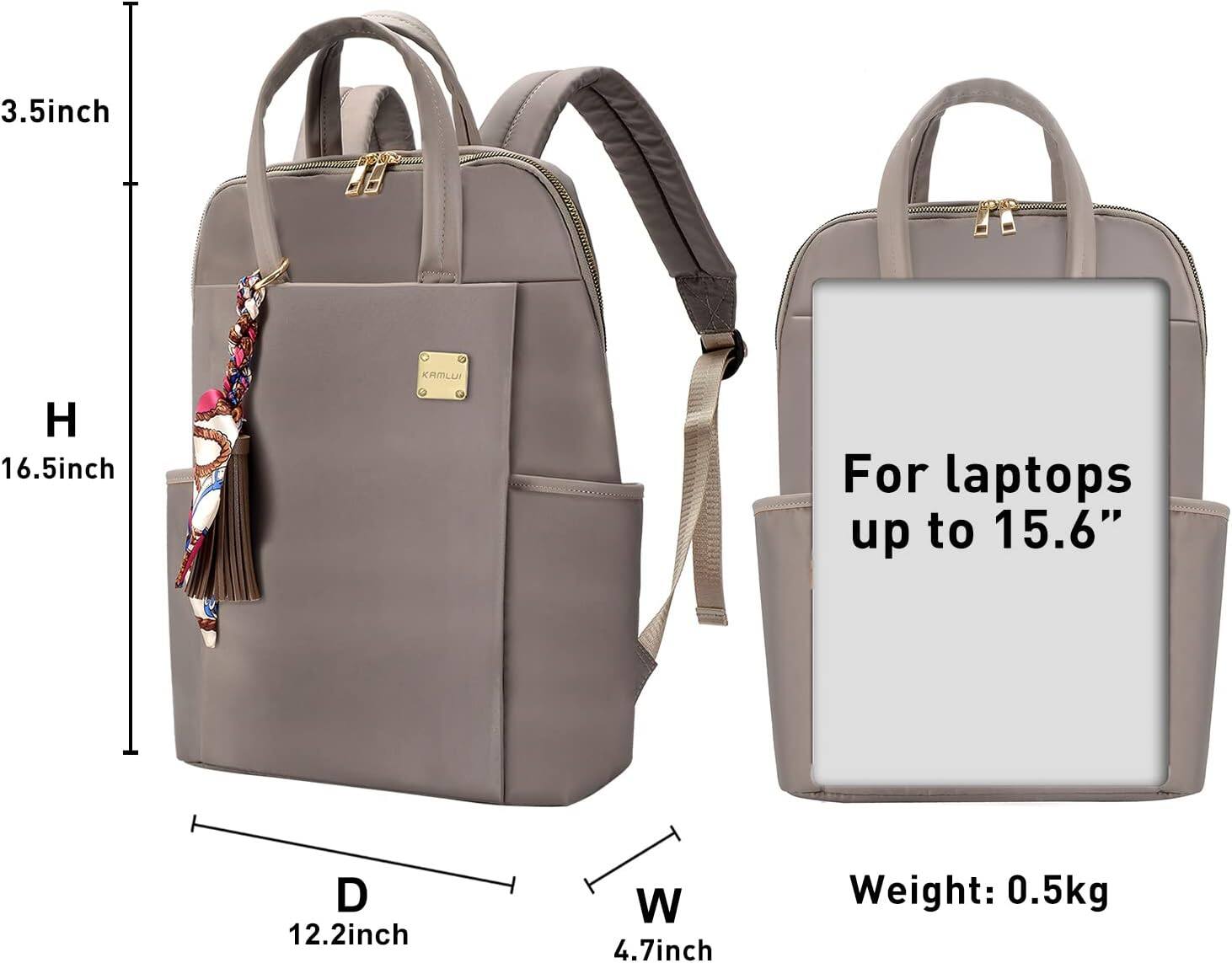 3.5 inch  
H 16.5 inch  
D 12.2 inch  
W 4.7 inch  
Weight: 0.5 kg  

For laptops up to 15.6"