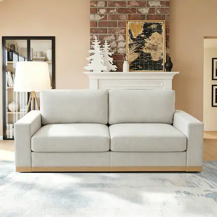 Front. Dyonery - Dyonery 86" Modern Single Sofa ,Deep Seat Modular Sofa Couch,Solid Wood Frame,Spring Cushions,Easy Assembly,Beige - Beige.