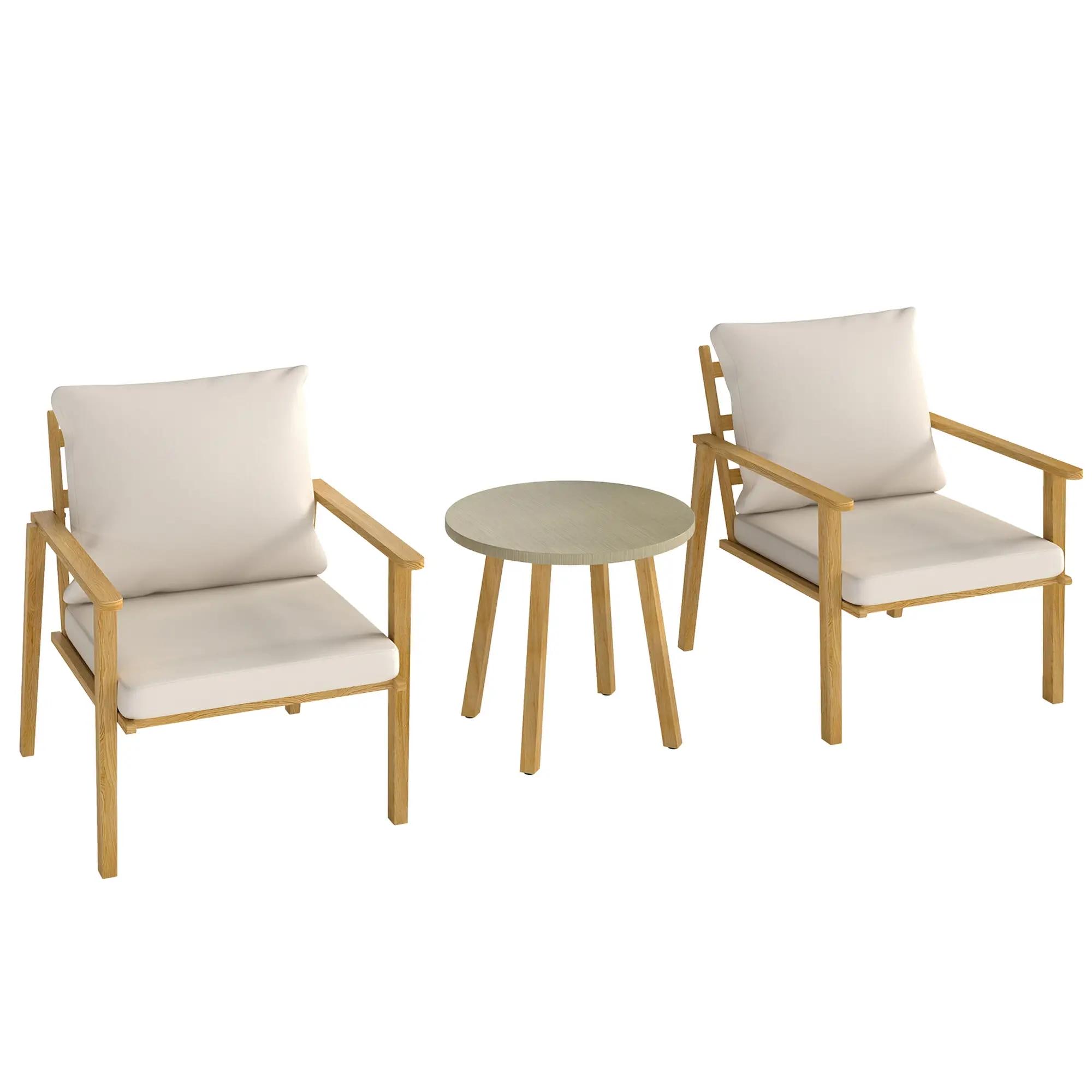 Angle. Resenkos - Resenkos 3 Pieces Outdoor Bistro Set, Two Armchairs And A Round Table, Steel, Cream White - Cream White.