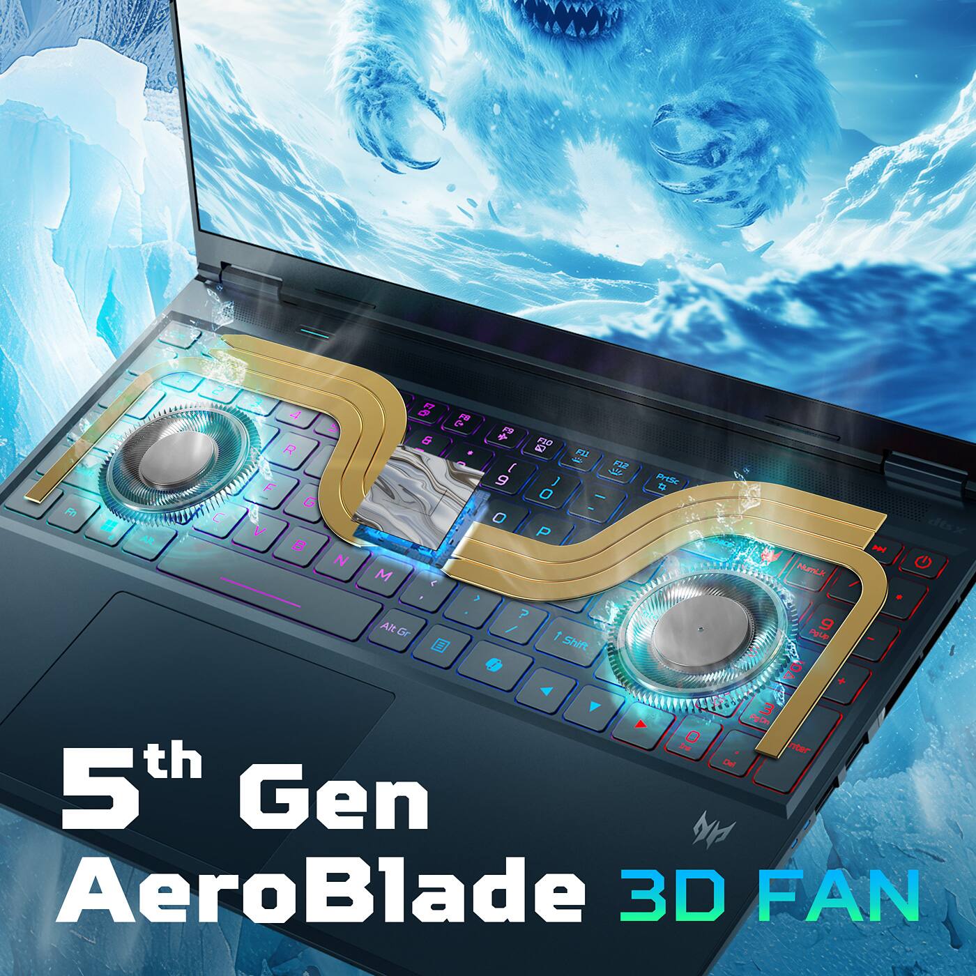 The text on the image reads: "5th Gen AeroBlade 3D FAN."
