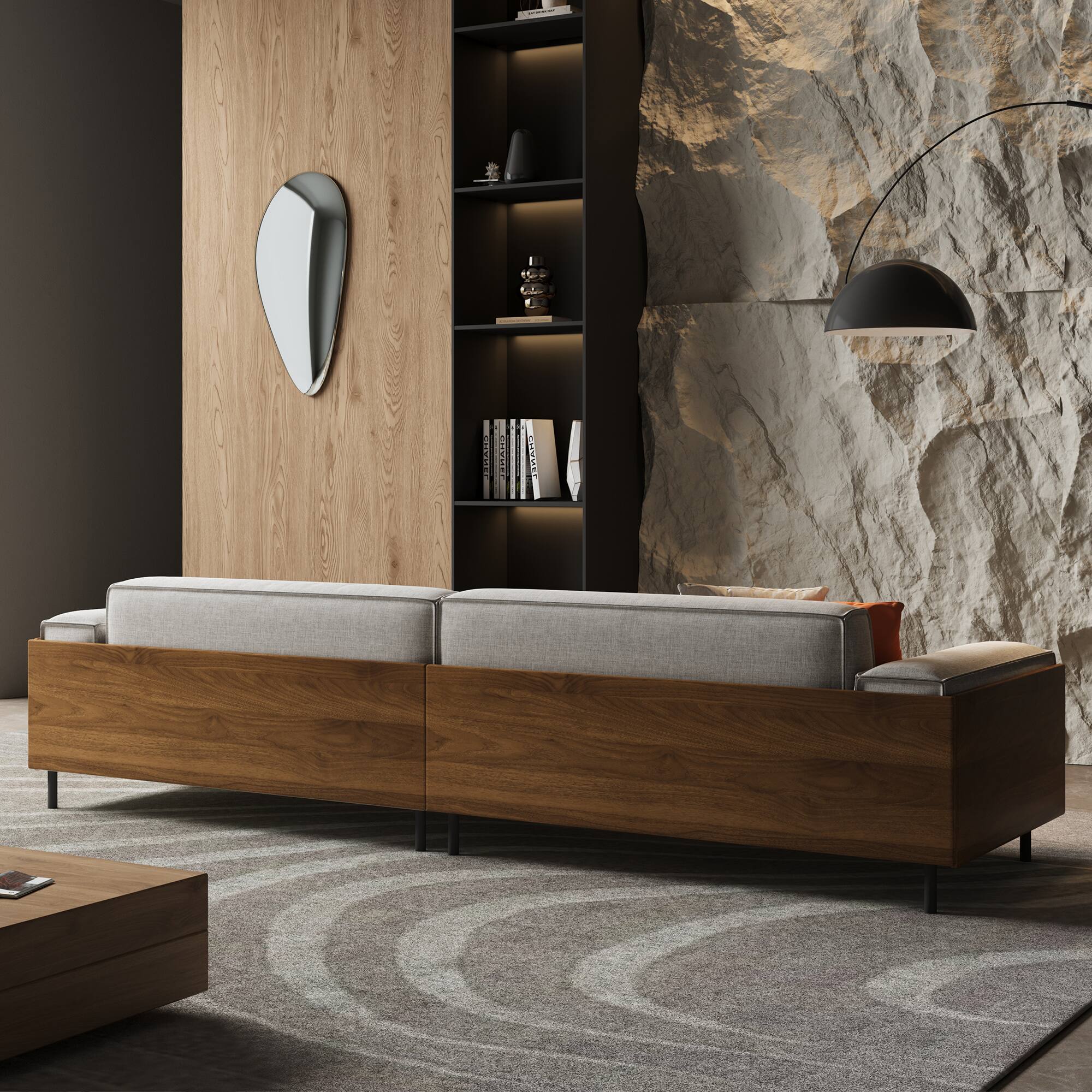 Alt View 1. luck idea - 111.81" Cotton-Linen Sofa with Cushions and Washable Seat Covers Couch - Gray.