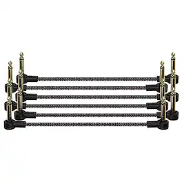 HQRP - 6-Pack 6 inch Right Angle 1/4 inch TS Instrument Patch Cables - Guitar Bass Pedalboard - Black