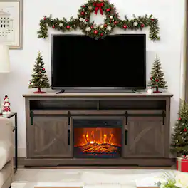 Ihomeadore - 68" TV Stand with Electric Fireplace Media Console for TVs up to 78" - Brown
