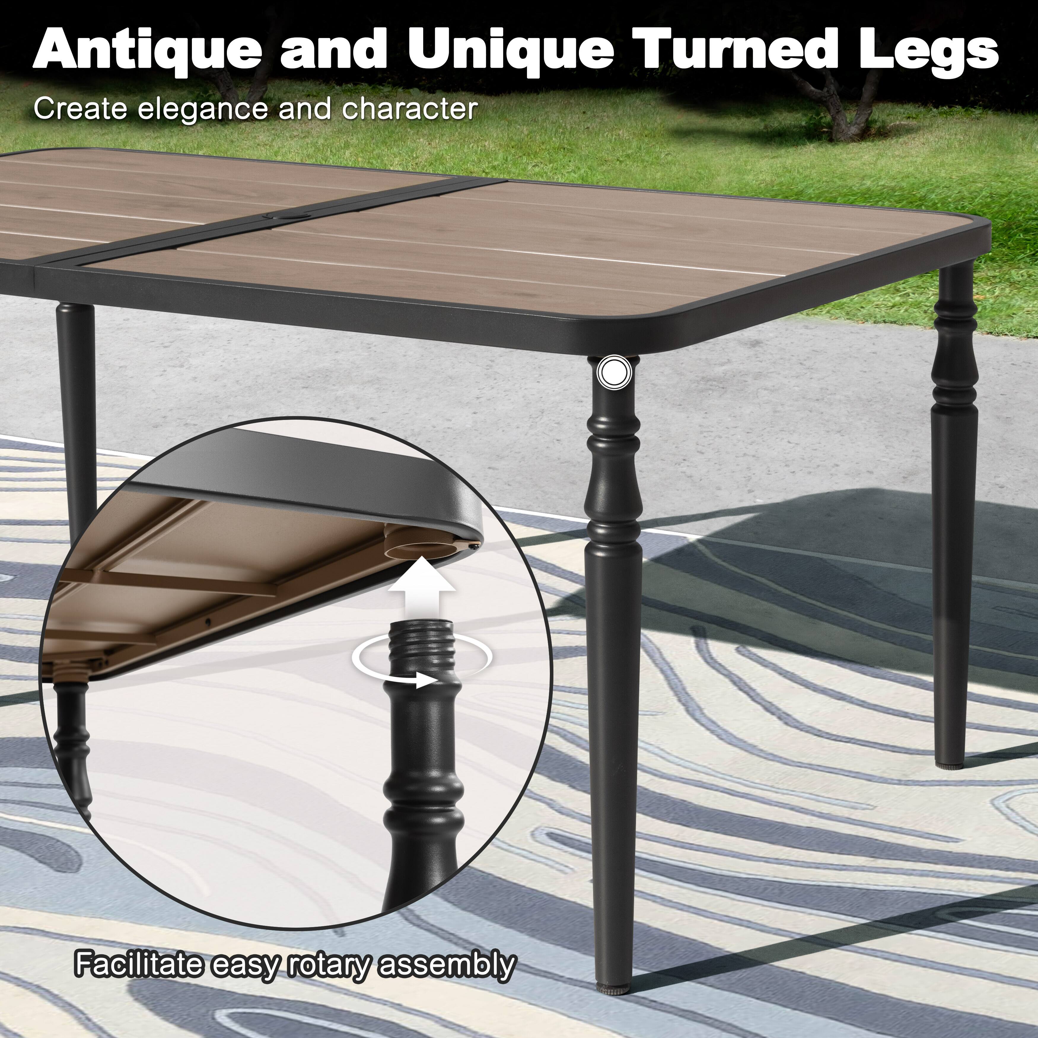 Antique and Unique Turned Legs  
Create elegance and character  

Facilitate easy rotary assembly
