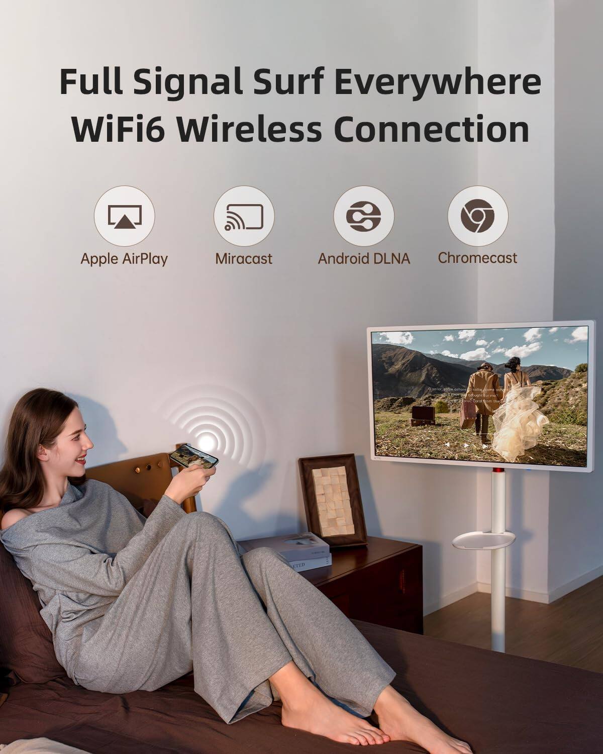 Full Signal Surf Everywhere WiFi6 Wireless Connection  
Apple AirPlay  
Miracast  
Android DLNA  
Chromecast