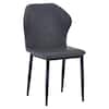 Front. LeisureMod - Mosaic Modern Fabric Upholstered Side Dining Chair with Accent Diamond Stitched Backrest and Metal Legs - Charcoal.