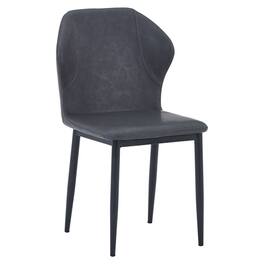 LeisureMod - Mosaic Modern Fabric Upholstered Side Dining Chair with Accent Diamond Stitched Backrest and Metal Legs - Charcoal