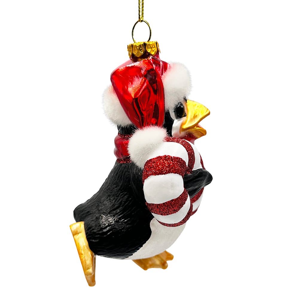 OrnamentallyYou - Penguin with Candy Glass Christmas Ornament Arctic Bird Classic Tree Decoration - Multi-colored