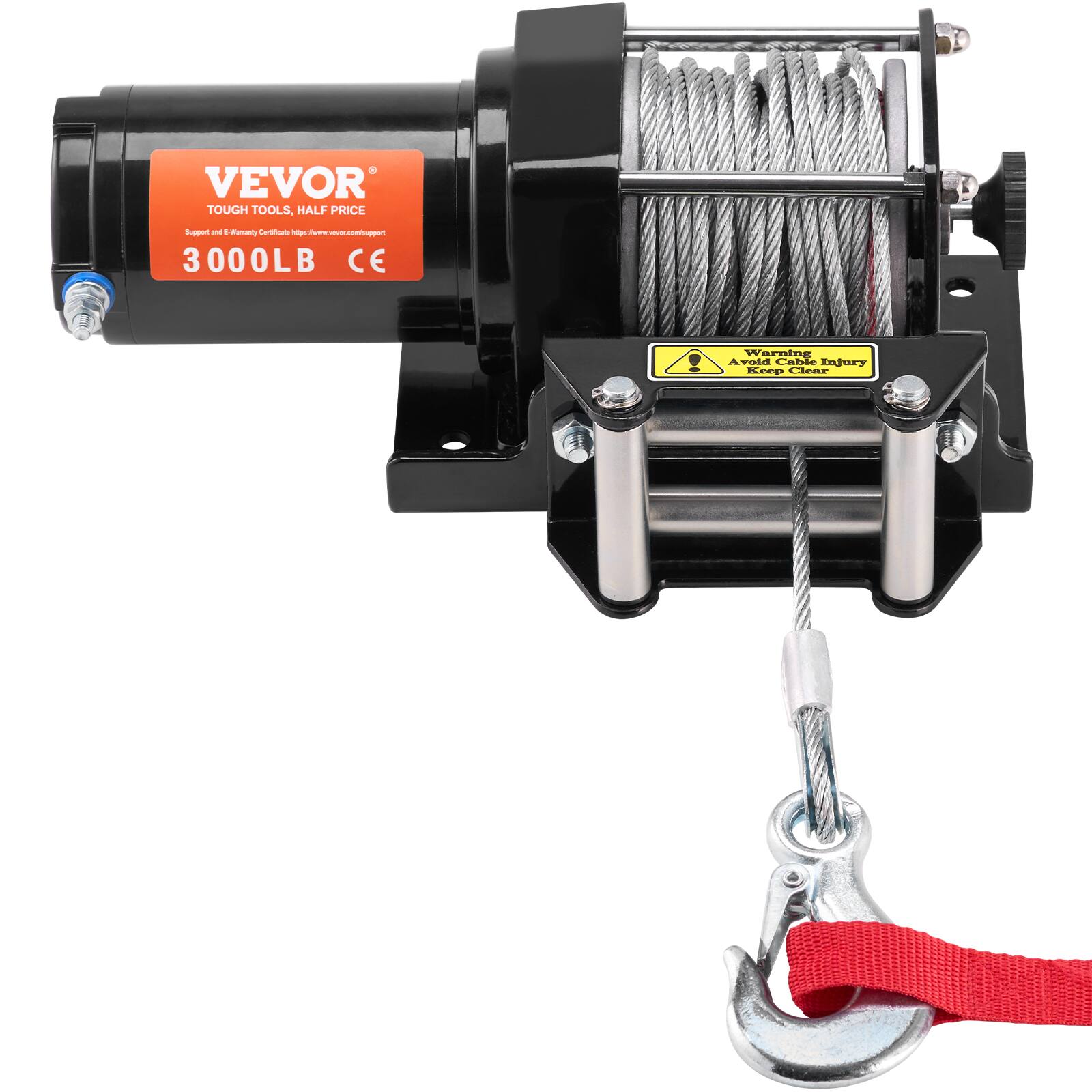 VEVOR TOUGH TOOLS, HALF PRICE  
3000LB CE  

Warning: Avoid Cable Injury  
Keep Clear