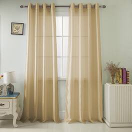 Olivia Gray - RT Designers Collection Nancy Faux Luxurious Silk Grommet Curtain Panel 54" x 63" - Beige