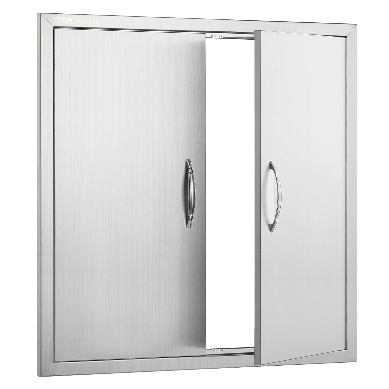 Alt View 5. VEVOR - BBQ Access Door, 31W x 31H Inch Double Outdoor Kitchen Door, Stainless Steel Flush Mount Door, Wall Vertical Door - Silver.