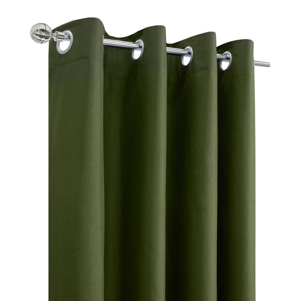 Left. Commonwealth Home Fashions - Thermaplus Alpine Blackout Premium Stylish and Functional Grommet Curtain Panel 52" x 95" Olive - Olive.