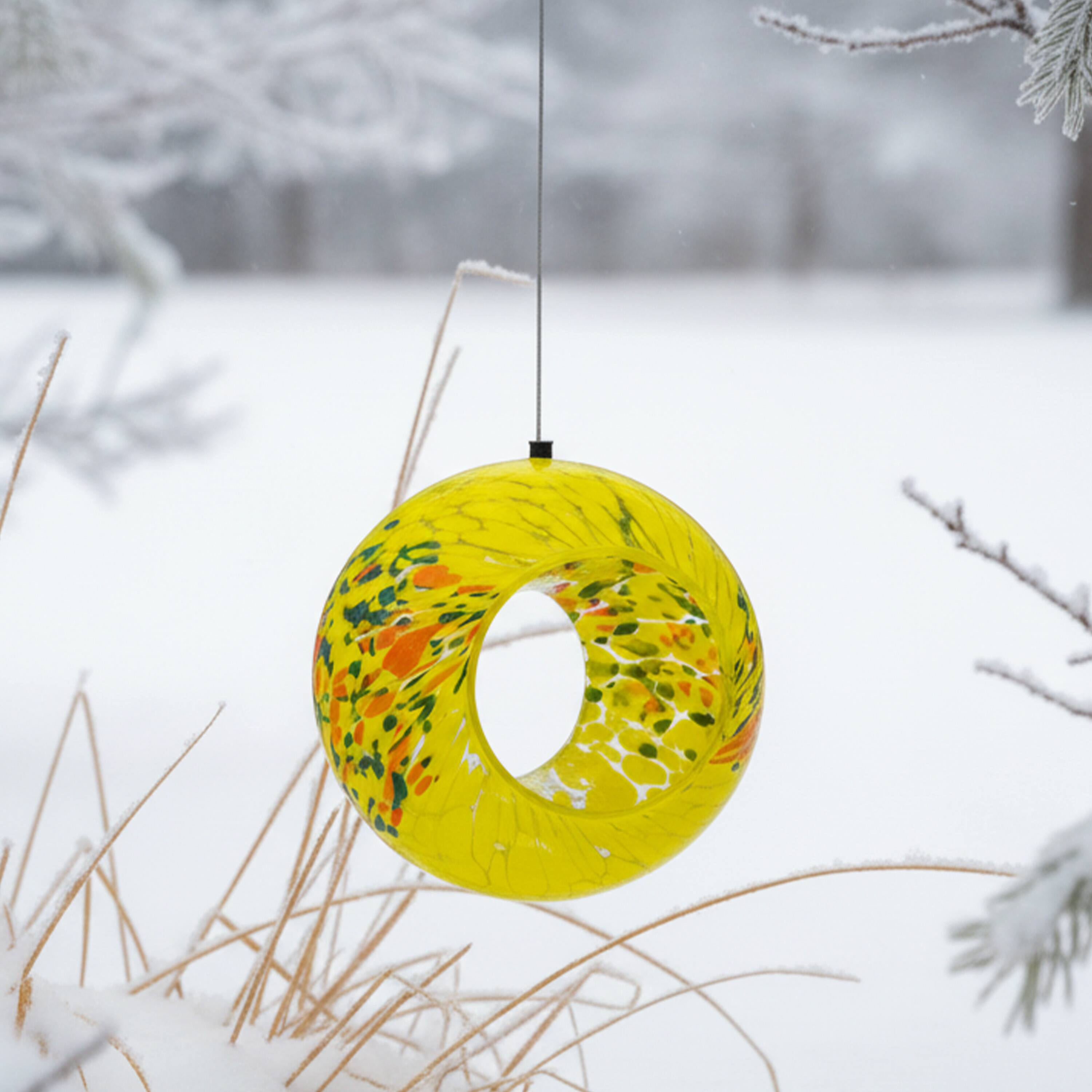 Alt View 10. Sunnydaze - Solar Glass Fly-Through Hanging Bird Feeder - 6" - Summer Burst.