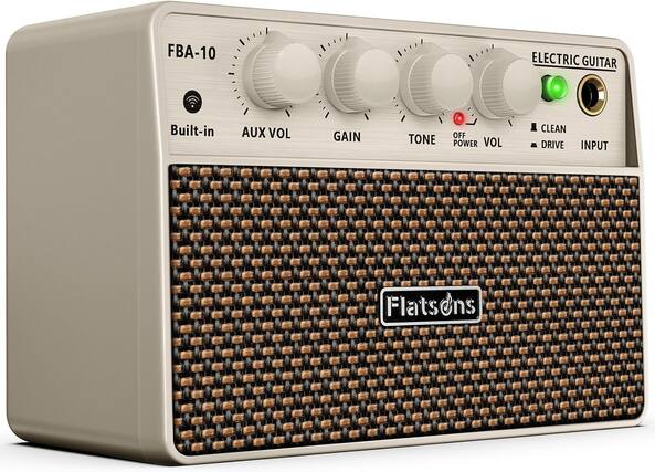 FBA-10 ELECTRIC GUITAR
Built-in AUX VOL GAIN TONE OFF POWER VOL CLEAN DRIVE INPUT
Flatsøns