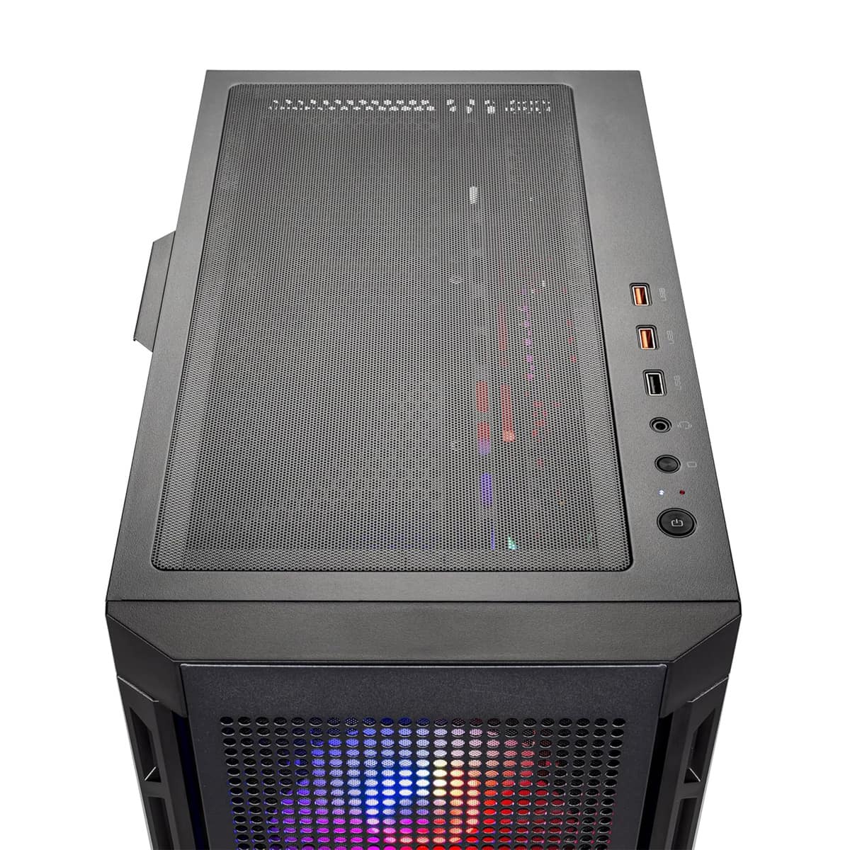 Back. Skytech Gaming - Skytech BLAZE4MINI - AMD Ryzen 7 7700, 9060XT 16GB, 32GB 6000 MHz DDR5 RAM, 650W GOLD PSU - Black.