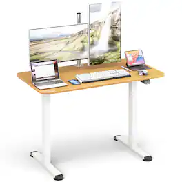 Gymax - Electric Standing Desk Adjustable Stand up Computer Desk Anti-collision - Natural