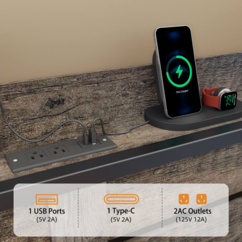 75% Charged  
7:29  

1 USB Port (5V 2A)  
1 Type-C (5V 2A)  
2 AC Outlets (125V 12A)