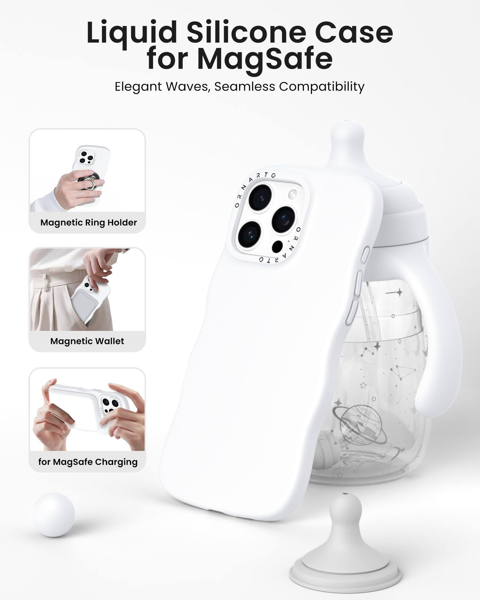 Liquid Silicone Case for MagSafe  
Elegant Waves, Seamless Compatibility  

- Magnetic Ring Holder  
- Magnetic Wallet  
- for MagSafe Charging