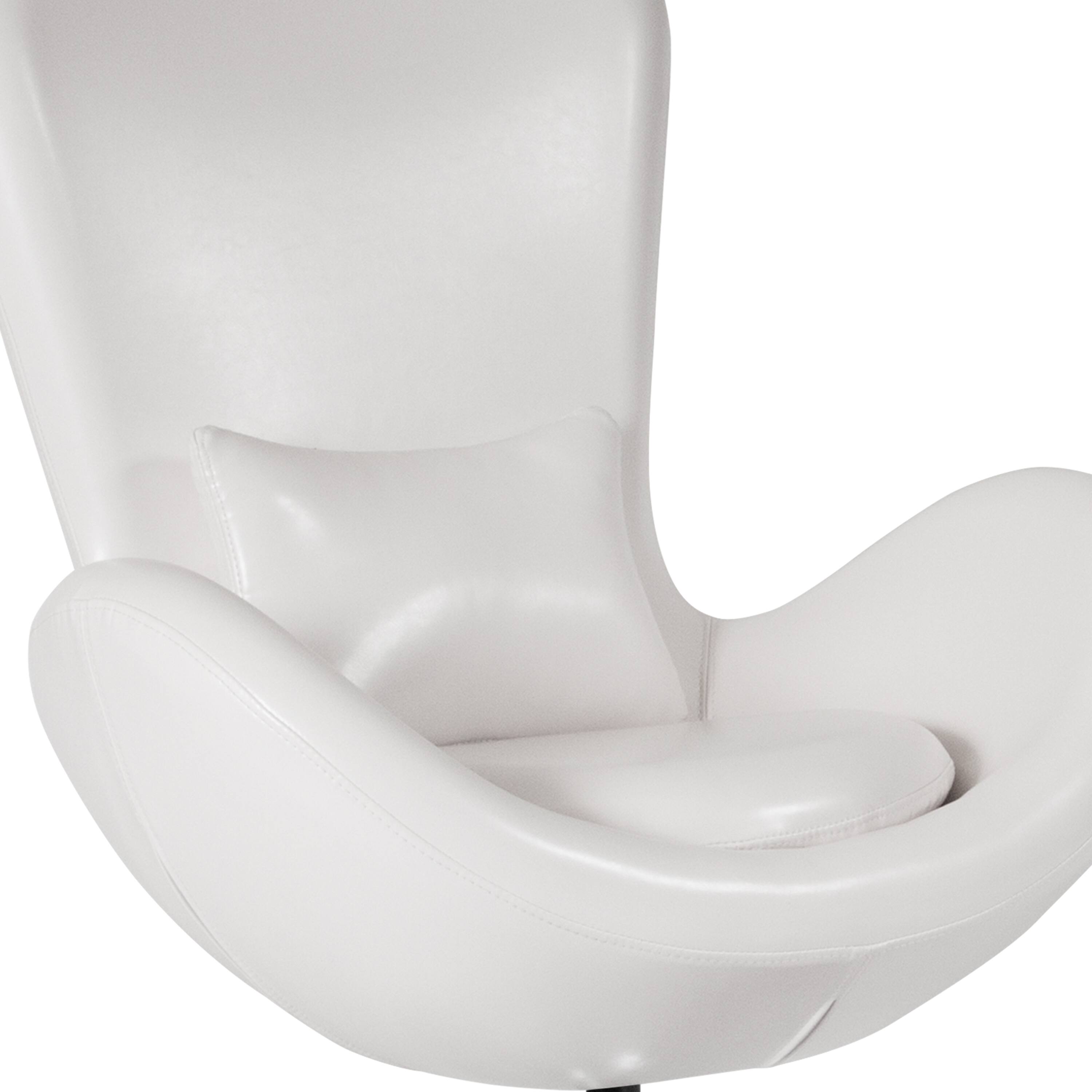 Alt View 9. Emma + Oliver - Swiveling Side Reception Chair with Back Pillow - White LeatherSoft.