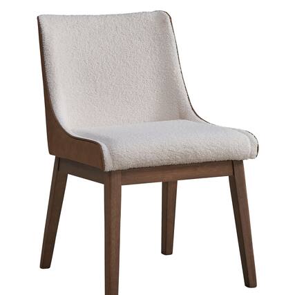 Front. GOODSILO - Elegant Boucle and Velvet Upholstered Dining Chair with Walnut Finish, Set of 2 - Walnut.