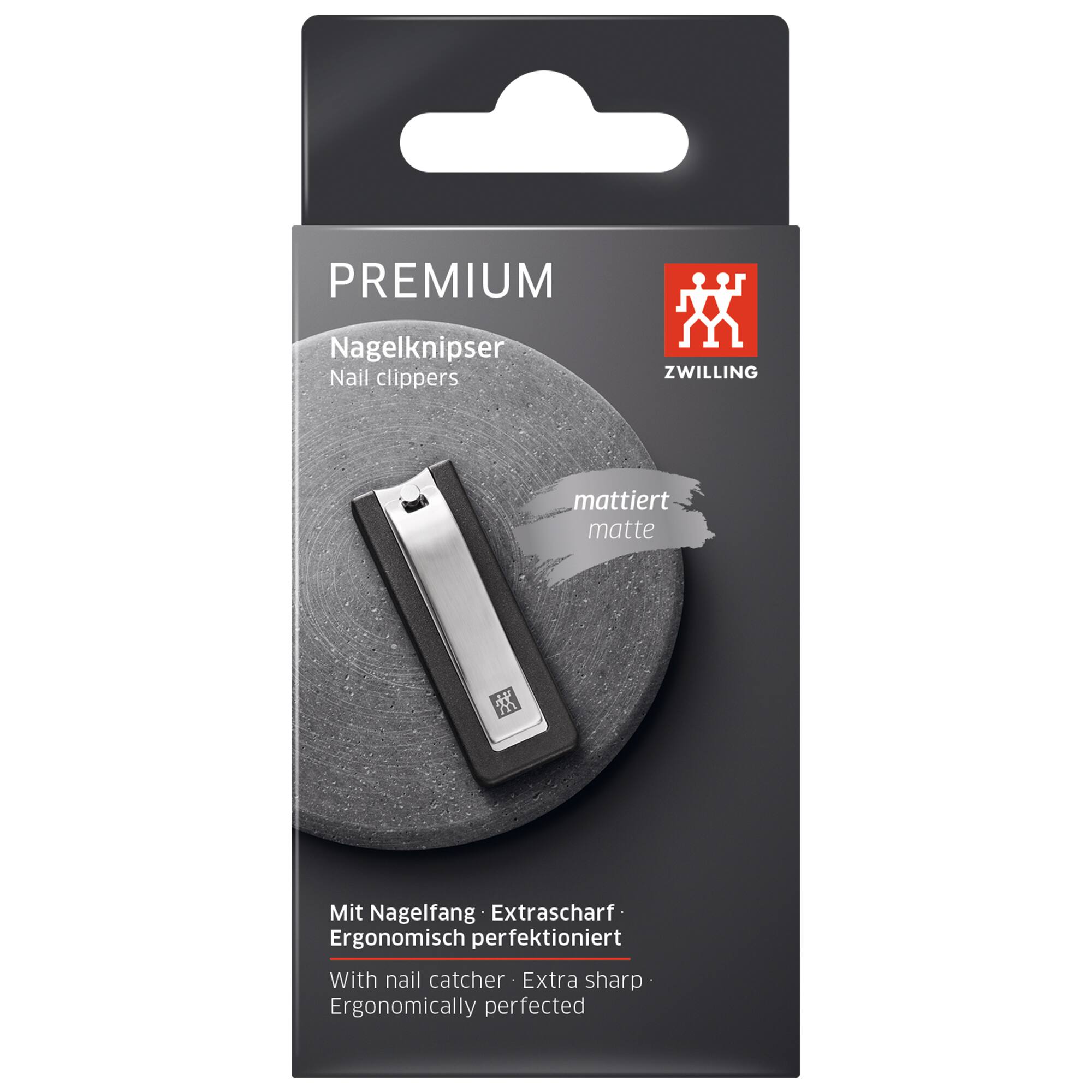 PREMIUM Nagelknipser Nail clippers ZWILLING mattiert matte N m Mit Nagelfang Extrascharf Ergonomisch perfektioniert With nail catcher Extra sharp Ergonomically perfected