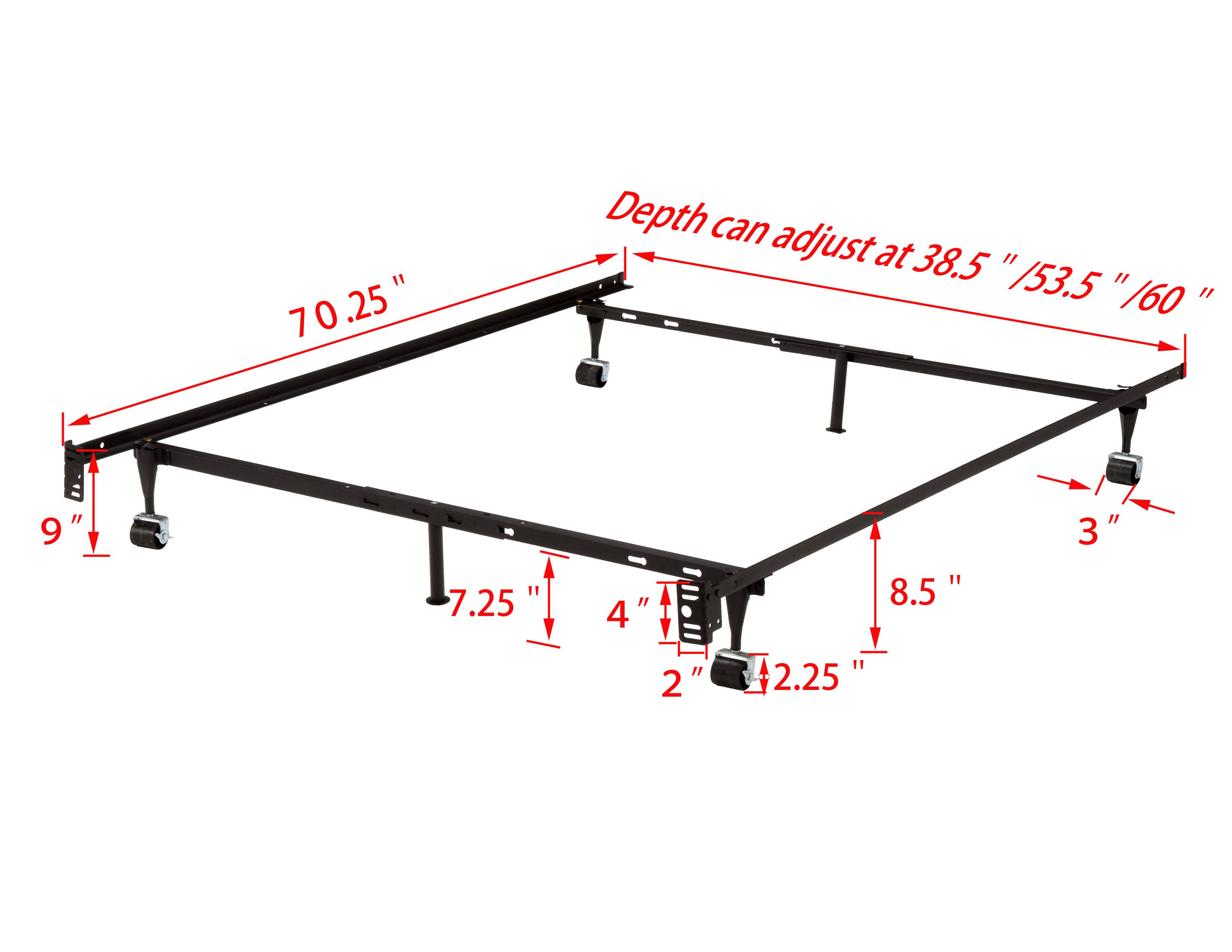70.25"  
Depth can adjust at 38.5" / 53.5" / 60"  
9"  
7.25"  
4"  
2"  
8.5"  
3"  
5"  
2.25"