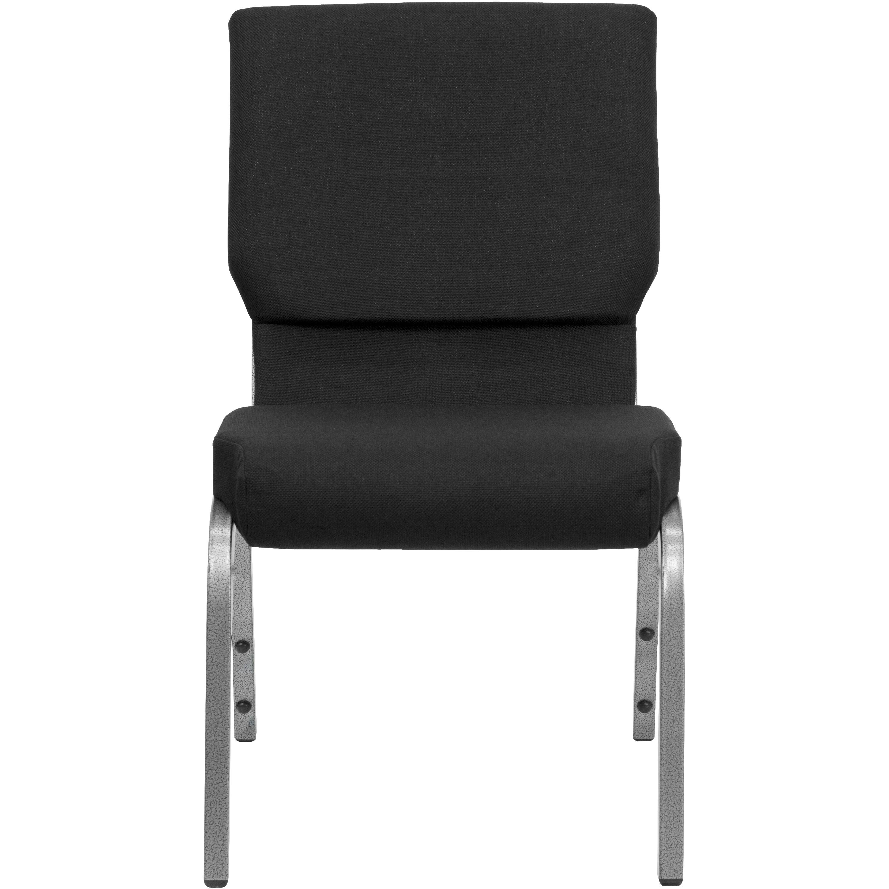 Alt View 11. Alamont Home - Hercules 18.5"W Stacking Church Chair in Black Fabric - Silver Vein Frame - Black Fabric/Silver Vein Frame.
