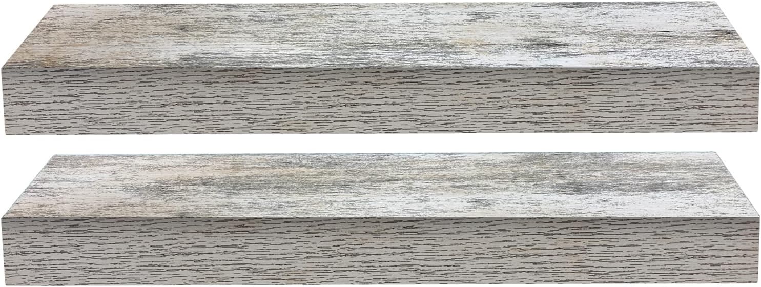 Alt View 5. Sorbus - 2 Pack (16"x5") Sorbus Floating Wall Shelves for Bedroom, Decor, Kitchen, Living Room - for Trophies, Frames, Bookshelf - Rustic White.