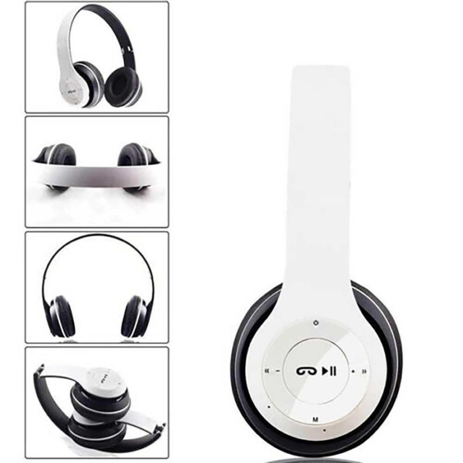 Front. Stock Preferred - Wireless Bluetooth Headphones with Mic - White.