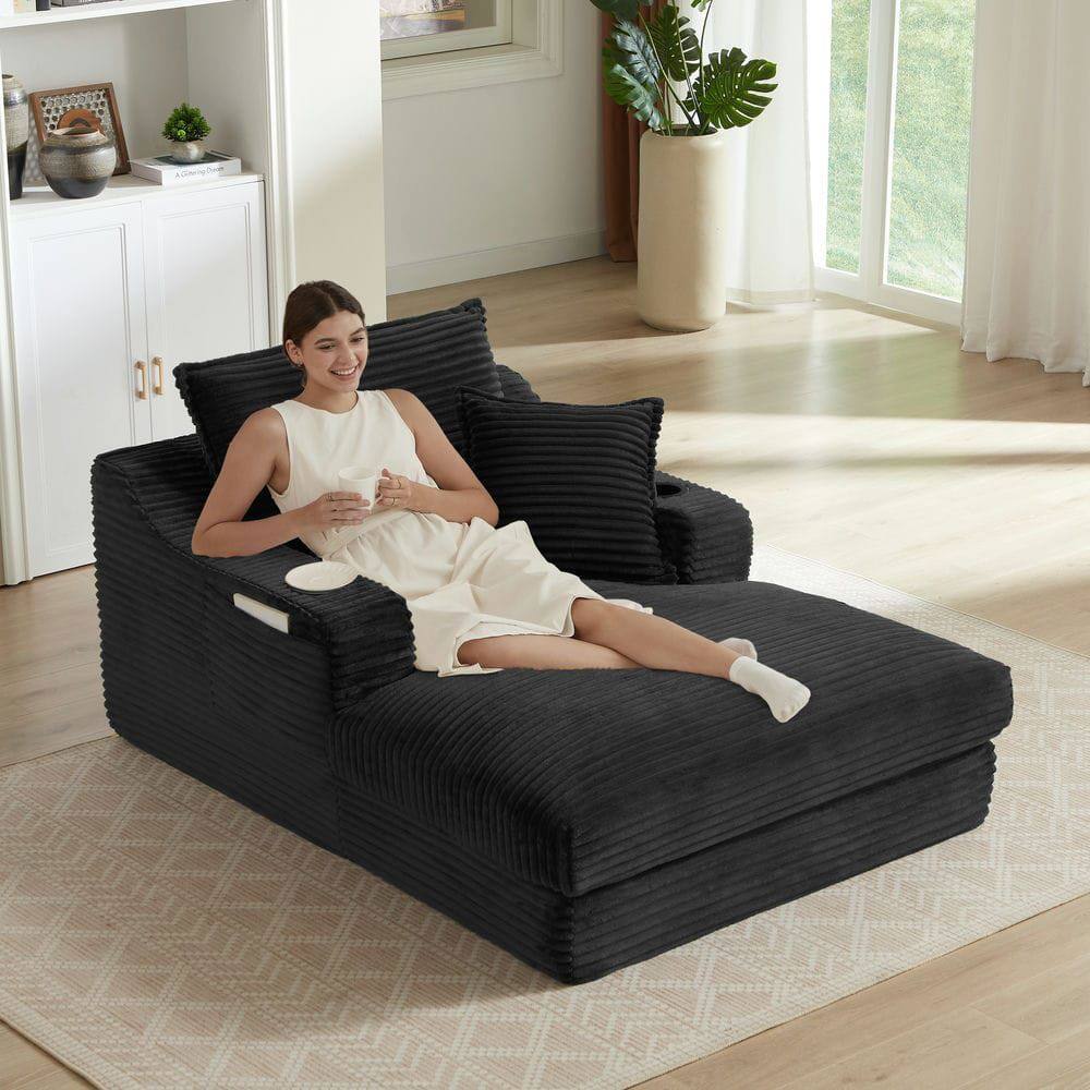 Angle. Kadyn - 47.24 inch modern comfortable cushioned compression sofa with unique cushion design, Lounge chair, BLACK - Black.