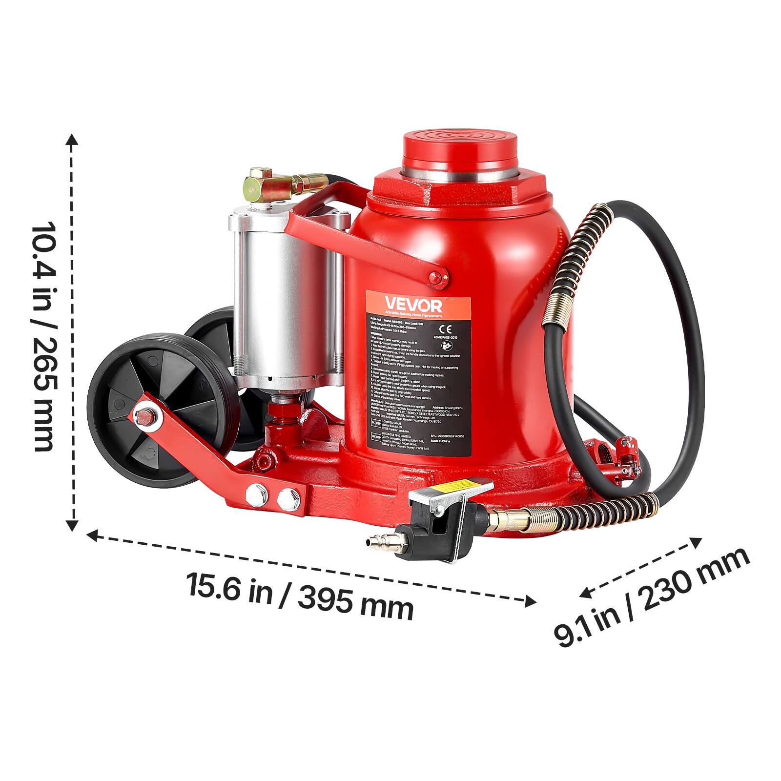 E 10.4 in / 265 mm  
VEVOR - CE  
15.6 in / 395 mm  
9.1 in / 230 mm