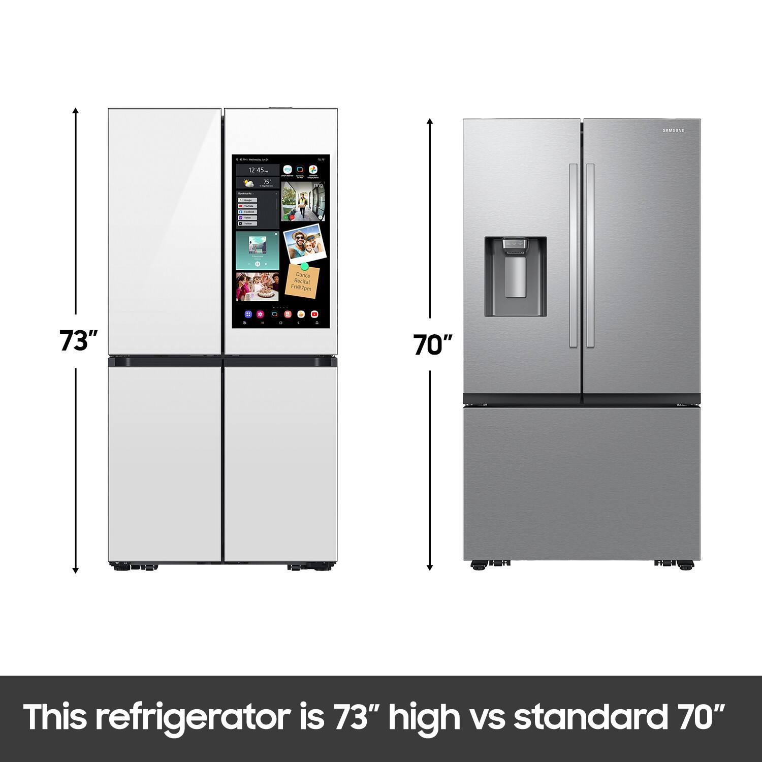 This refrigerator is 73" high vs standard 70"