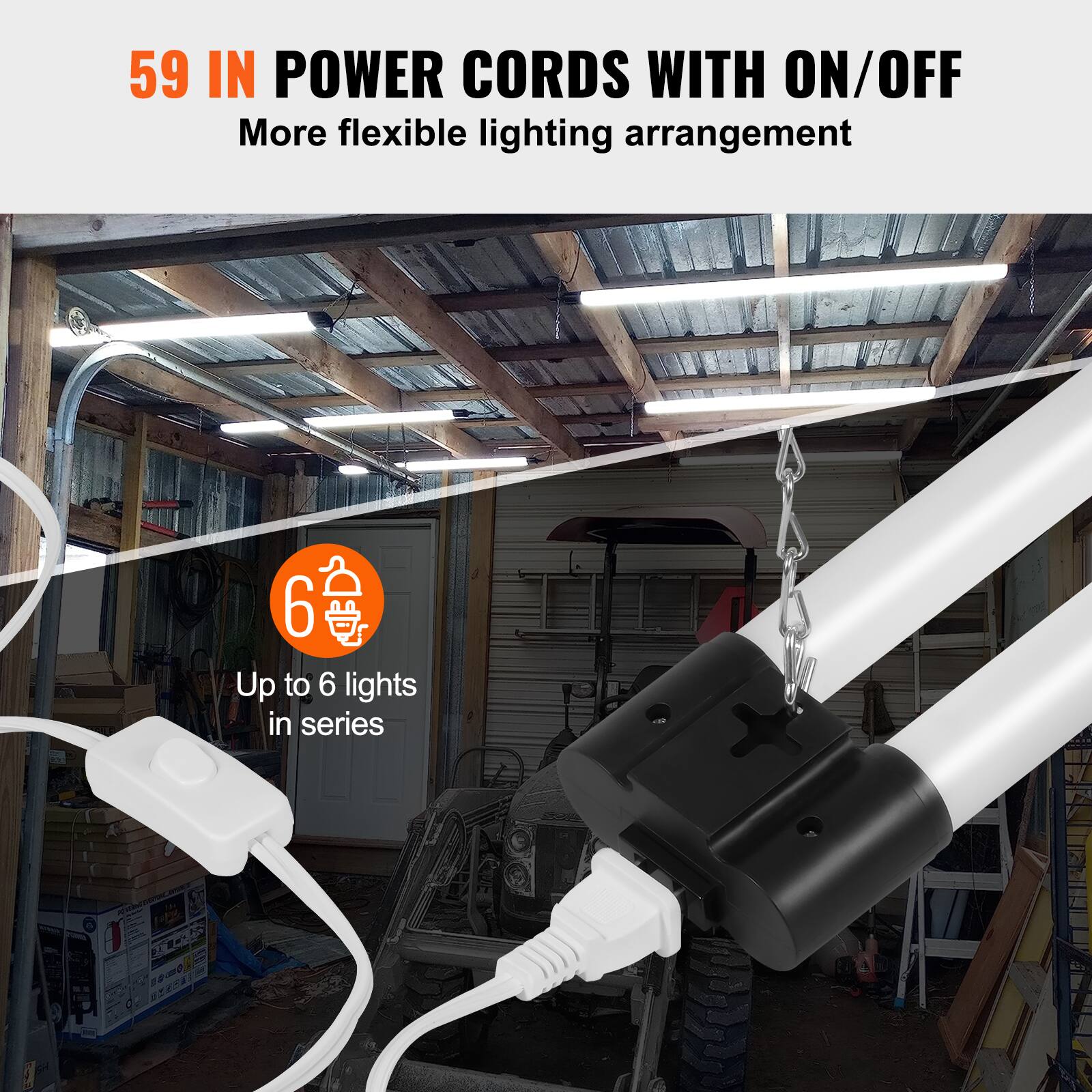 59 IN POWER CORDS WITH ON/OFF  
More flexible lighting arrangement  

Up to 6 lights in series