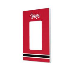 Front. Keyscaper - Nebraska Huskers Stripe Design Single Rocker Light Switch Plate - Multicolor.