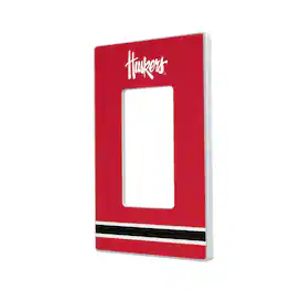 Keyscaper - Nebraska Huskers Stripe Design Single Rocker Light Switch Plate - Multicolor