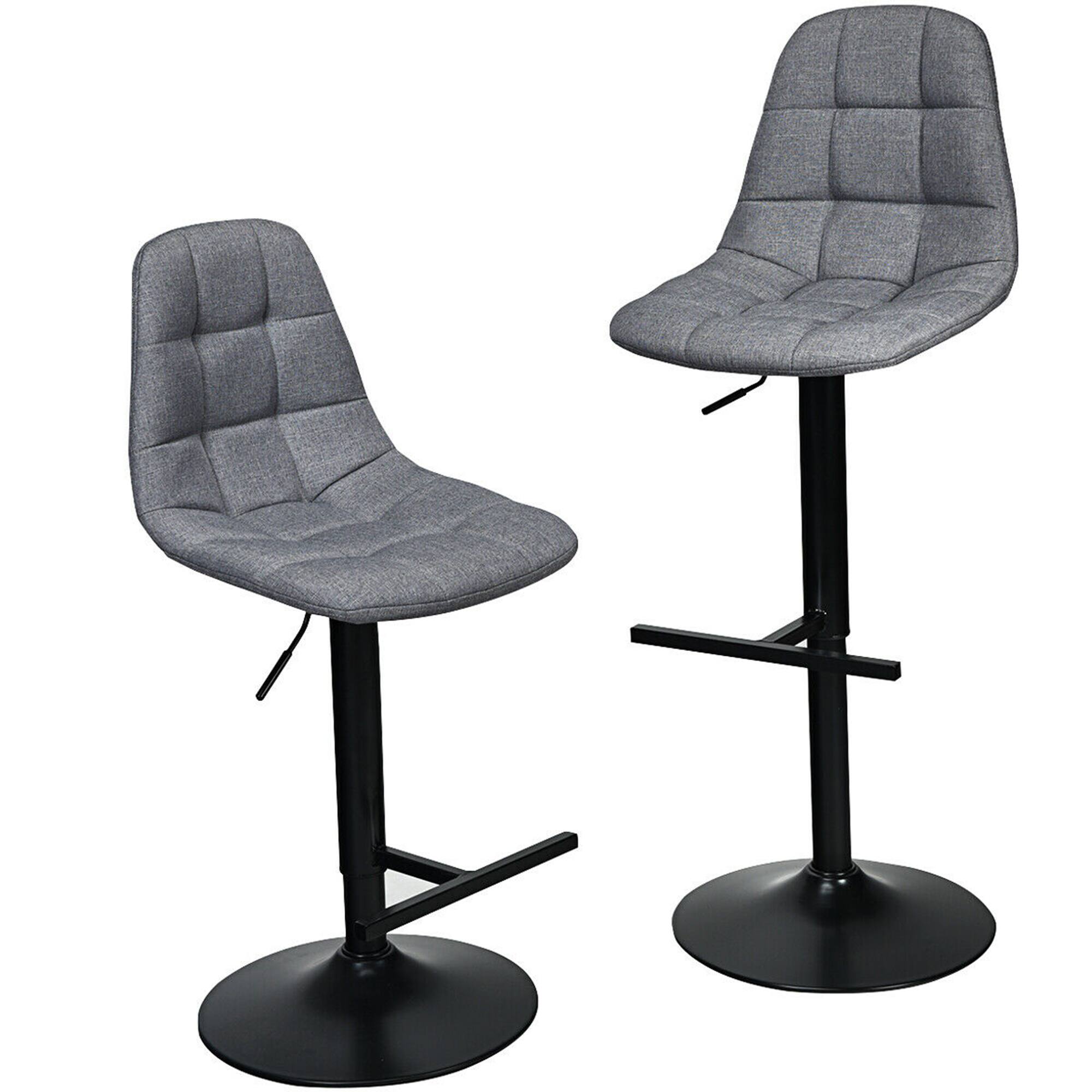 Alt View 4. Gymax - Gymax Set of 4 Adjustable Bar Stools Swivel Counter Height Linen Chairs with Back Gray - Grey.