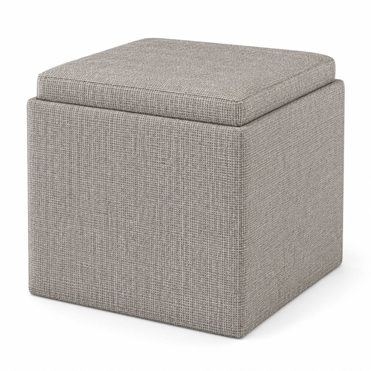 Angle. Simpli Home - Simpli Home Rockwood 17W Cube Storage Ottoman with Tray Top - Platinum.