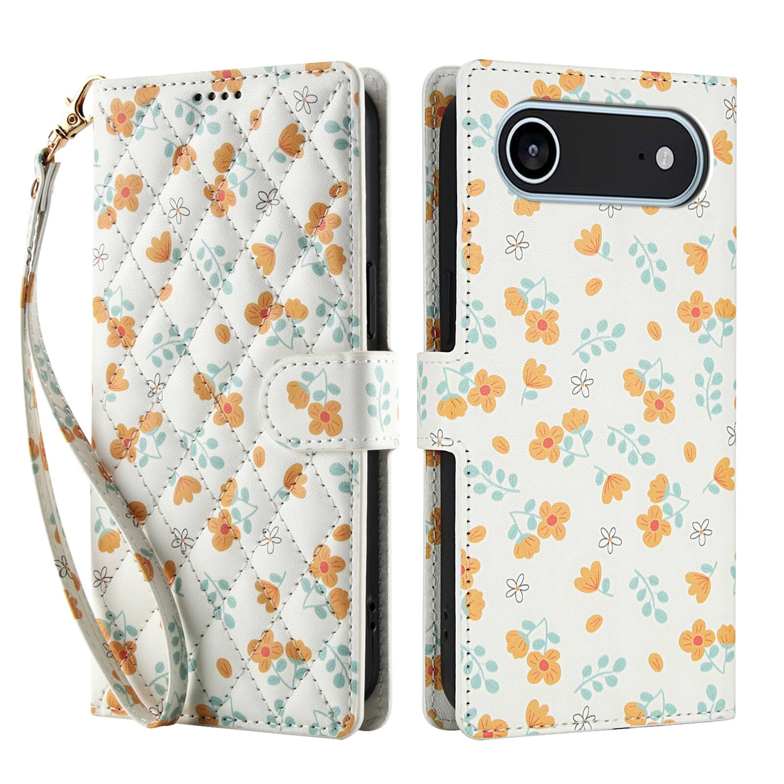 Angle. Dteck - Shockproof Floral Wallet Case for Apple iPhone Air, Premium PU Leather Protective Flip Cover with Card Slots Wrist Strap - C.