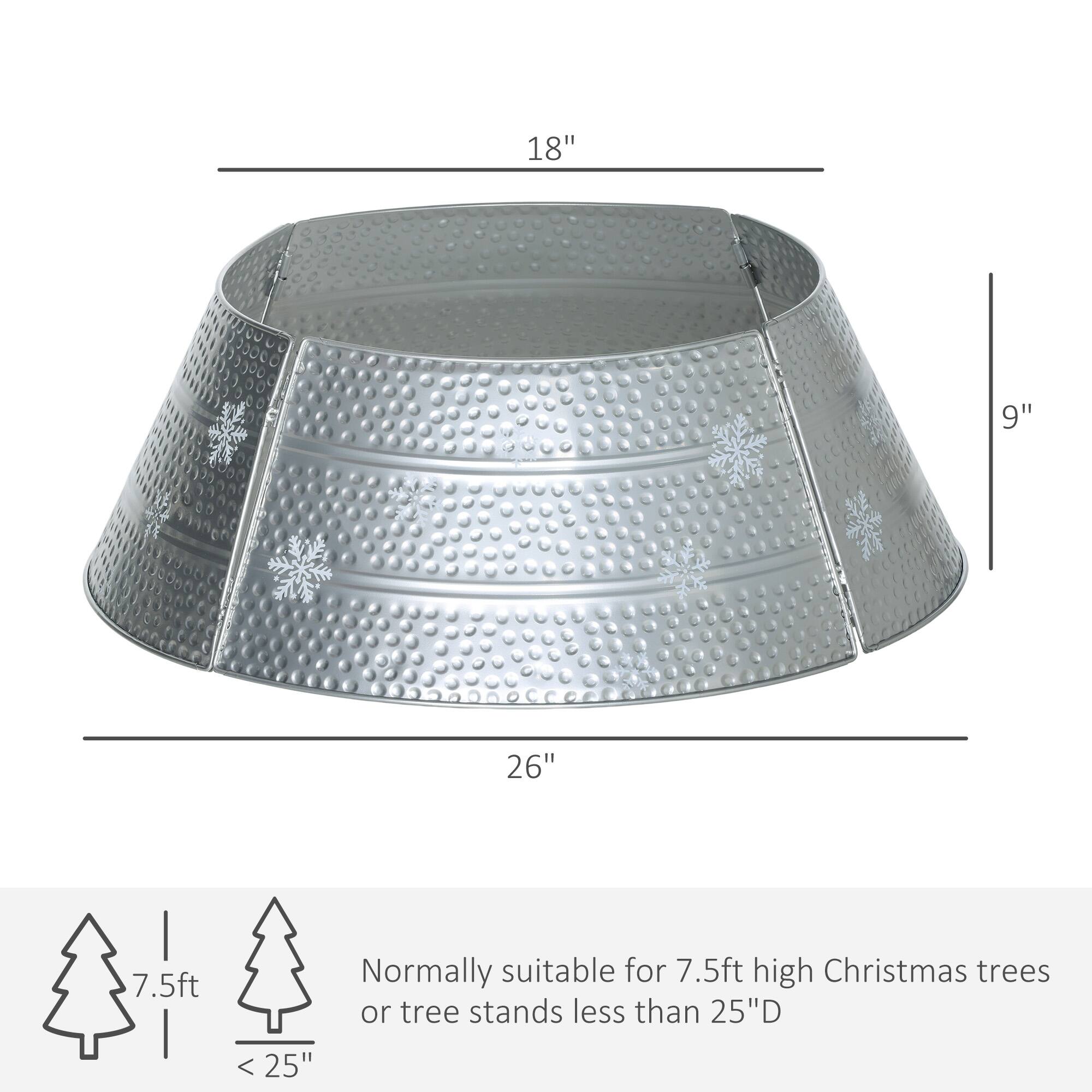 The corrected text is:

18" 9" 26" 7.5ft

Normally suitable for 7.5ft high Christmas trees or tree stands less than 25"D.