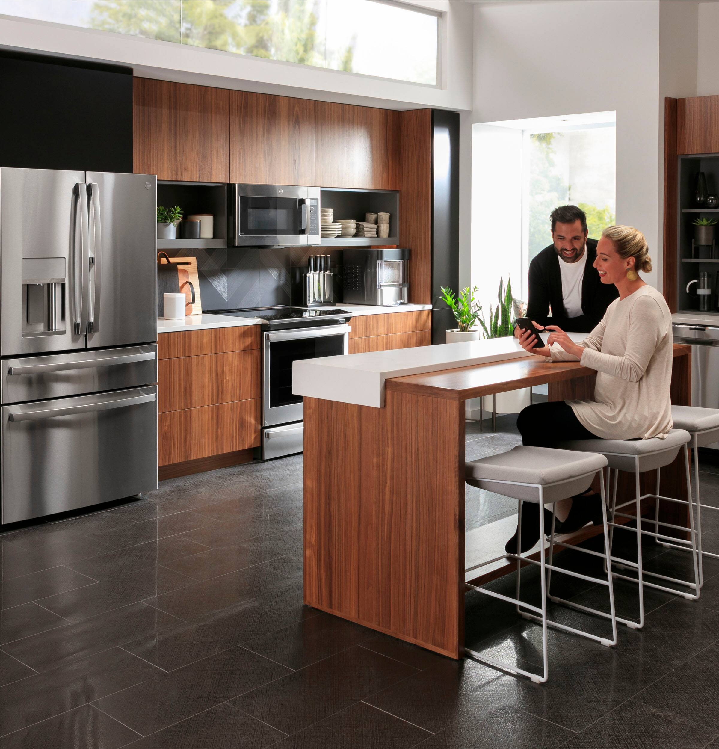 Alt View 26. GE Profile - 36 in. Wide 27.9 Cu. Ft. 4-Door French Door Smart Refrigerator with Hands-Free AutoFill - Stainless Steel.