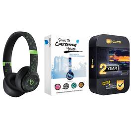 Beats - Solo 4 Bluetooth Wireless On-Ear Headphones with MightySkins Protective Skins and 2 Year Extended Warranty Bundle - Black/Green
