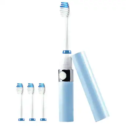 Front. Pursonic - Pursonic S53-BL Portable Sonic Toothbrush in Blue with 3 Brush Heads - Blue.