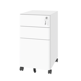 Ecooso - 3 Drawer Mobile File Cabinet with Lock, All-Steel Office File Cabinet with Anti-Tip Design, Fully Assembled - White